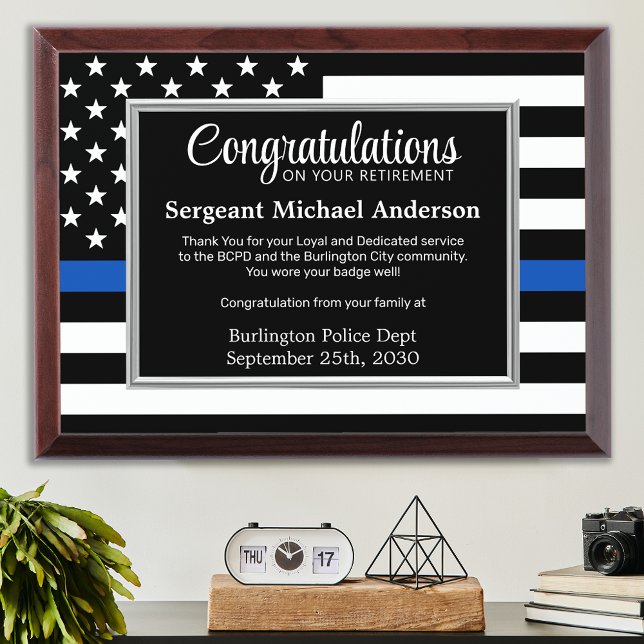 Firefighter Retirement Custom Servic Thin Red Line Award Plaque (Creator Uploaded)