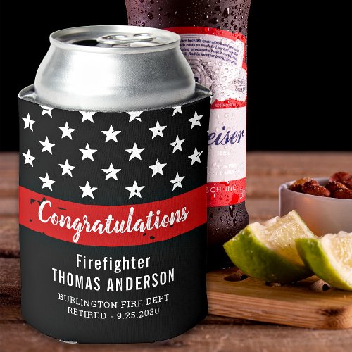 Firefighter Retirement Custom Thin Red Line Party Can Cooler