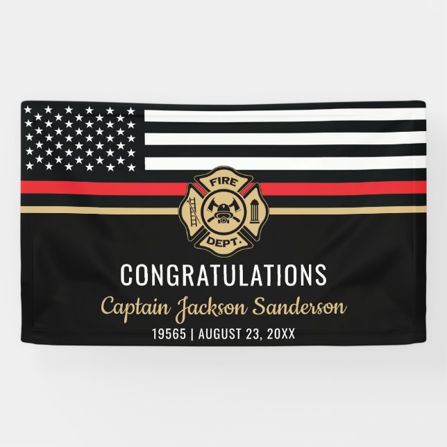 Firefighter Retirement Fire Department Fireman Banner (Horizontal)