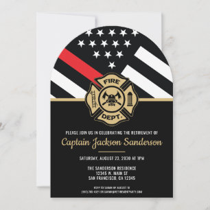 Firefighter Retirement Fire Department Fireman Invitation