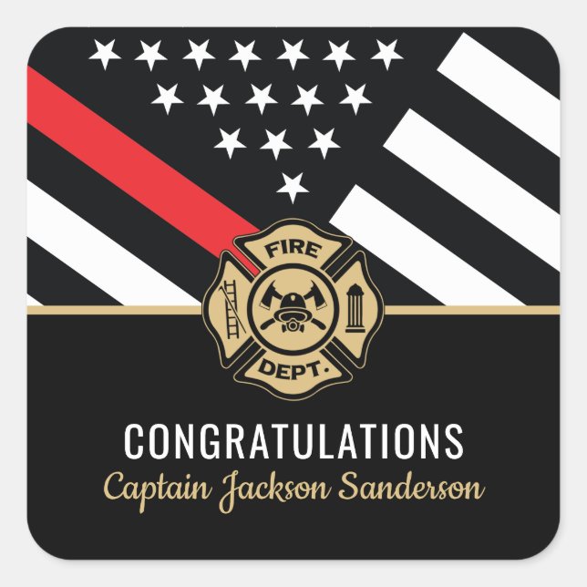 Firefighter Retirement Fire Department Fireman Square Sticker (Front)
