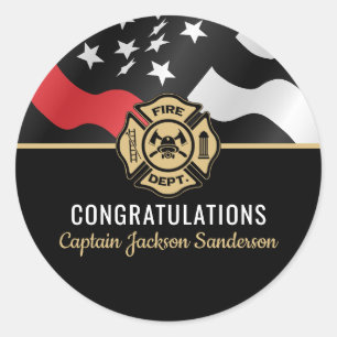 Firefighter Retirement Fire Department Flag Classic Round Sticker