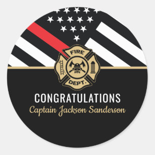 Firefighter Retirement Fire Department Flag Classic Round Sticker