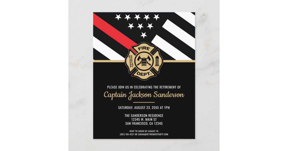 Firefighter Retirement Fire Department Invitation Flyer | Zazzle