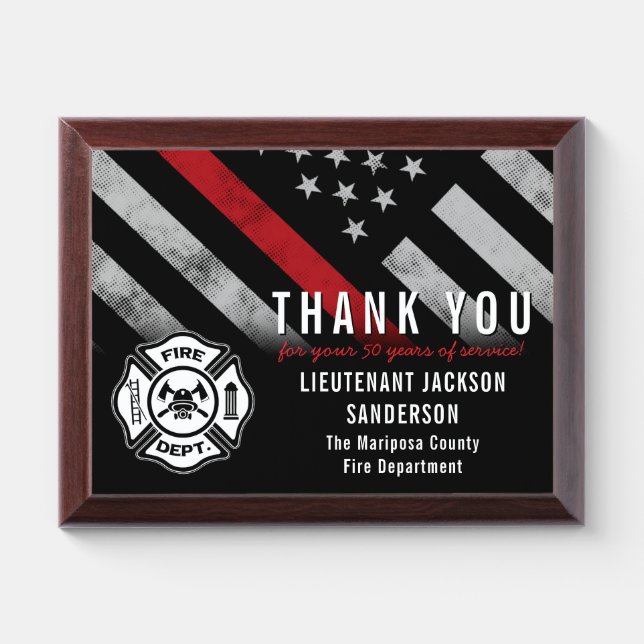 Firefighter Retirement Fire Department Logo Badge Award Plaque (Horizontal)