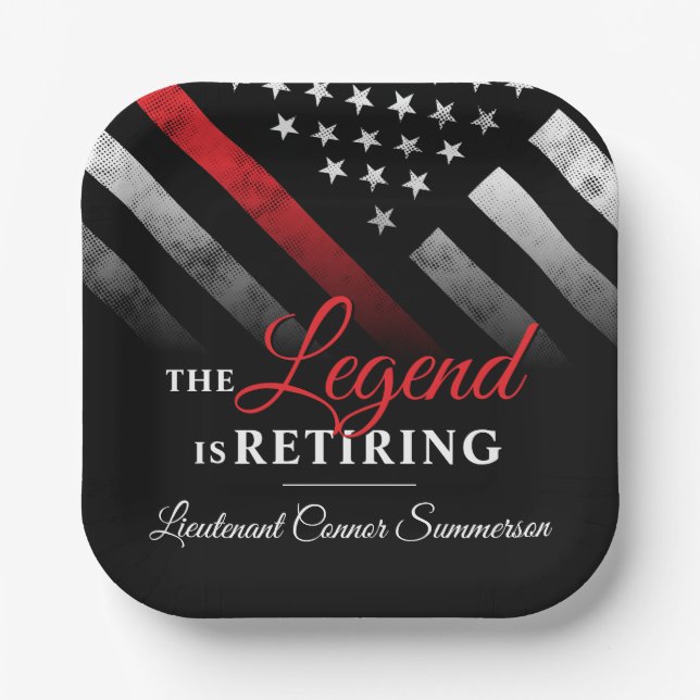 Firefighter Retirement Fire Department Party Paper Plates (Front)