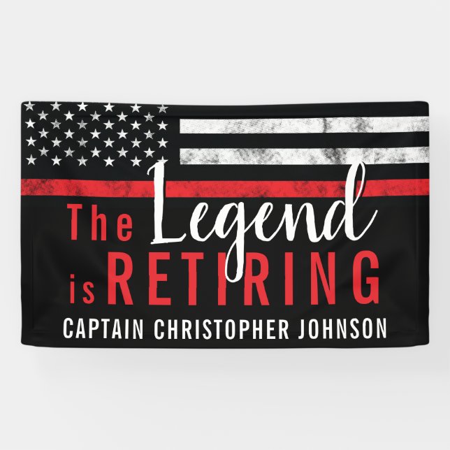 Firefighter Retirement Fire Department Red Line Banner (Horizontal)