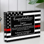 Firefighter Retirement Fire Service Thin Red Line Acrylic Award<br><div class="desc">Celebrate and show your appreciation to an outstanding Firefighter with this Thin Red Line Award - American flag design in Firefighter Flag colors , distressed design. Personalize this firefighter retirement award with fireman name, text with fire department , fire station, name and community, and date of retirement. This thin red...</div>