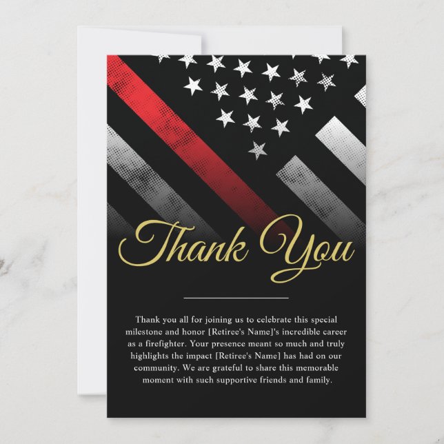 Firefighter Retirement Fireman Thank You Card (Front)