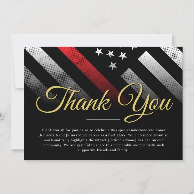 Firefighter Retirement Fireman Thank You Card (Front)