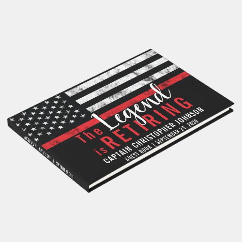 Firefighter Retirement Fireman Thin Red Line Flag Guest Book