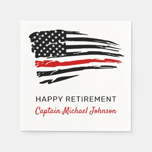 Firefighter Retirement Firemen Thin Red Line Party Napkins