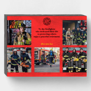 Firefighter retirement gift Custom photo wood box