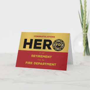 Firefighter Retirement Hero Grunge Emblem Card