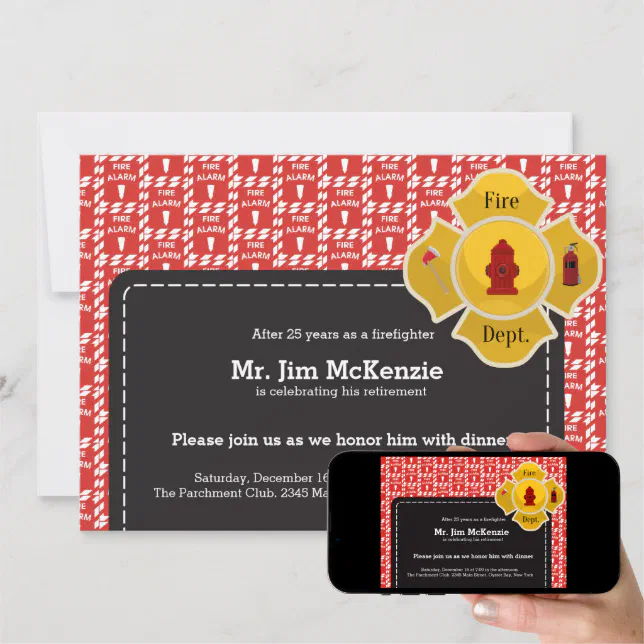 Firefighter retirement invitation | Zazzle