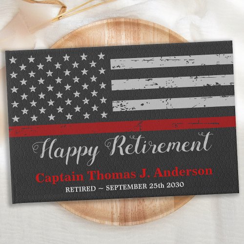 Firefighter Retirement Leather Thin Red Line Party Guest Book