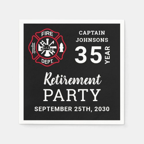 Firefighter Retirement Maltese Cross Personalized Napkins