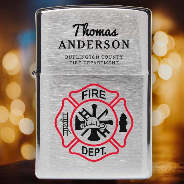 Firefighter Retirement Maltese Cross Thin Red Line Zippo Lighter (Creator Uploaded)