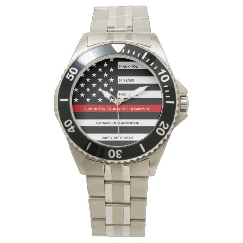 Firefighter Retirement Modern Years Thin Red Line Watch