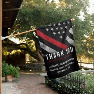 Firefighter Retirement Party Anniversary Red Line House Flag