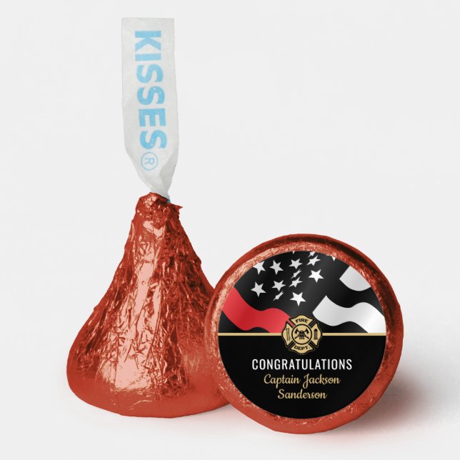 Firefighter Retirement Party Fireman Red Line Flag Hershey®'s Kisses® (Front)