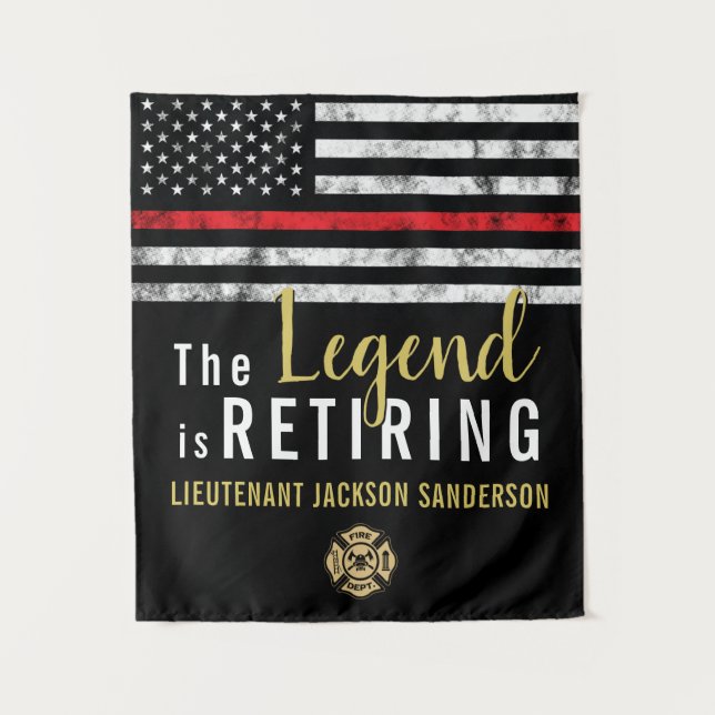 Firefighter Retirement Party Fireman Thin Red Line Tapestry (Front)
