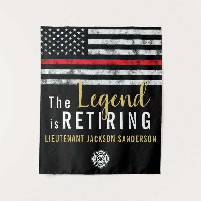 Firefighter Retirement Party Fireman Thin Red Line Tapestry (Front)