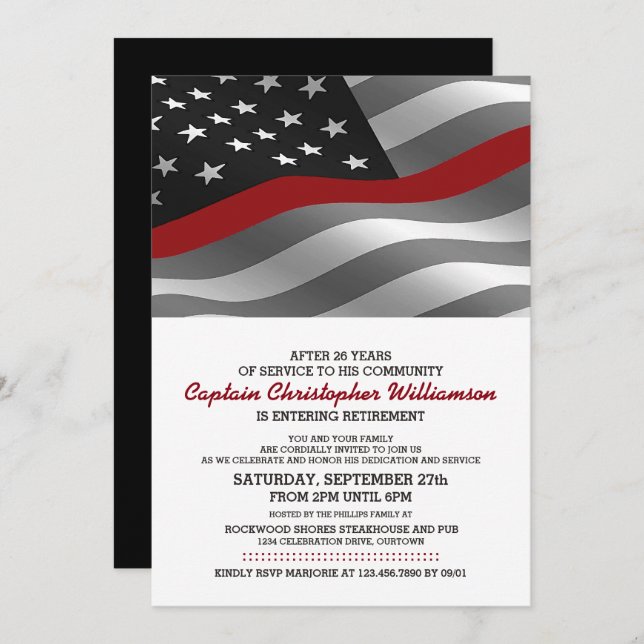 Firefighter Retirement Party Invitation (Front/Back)