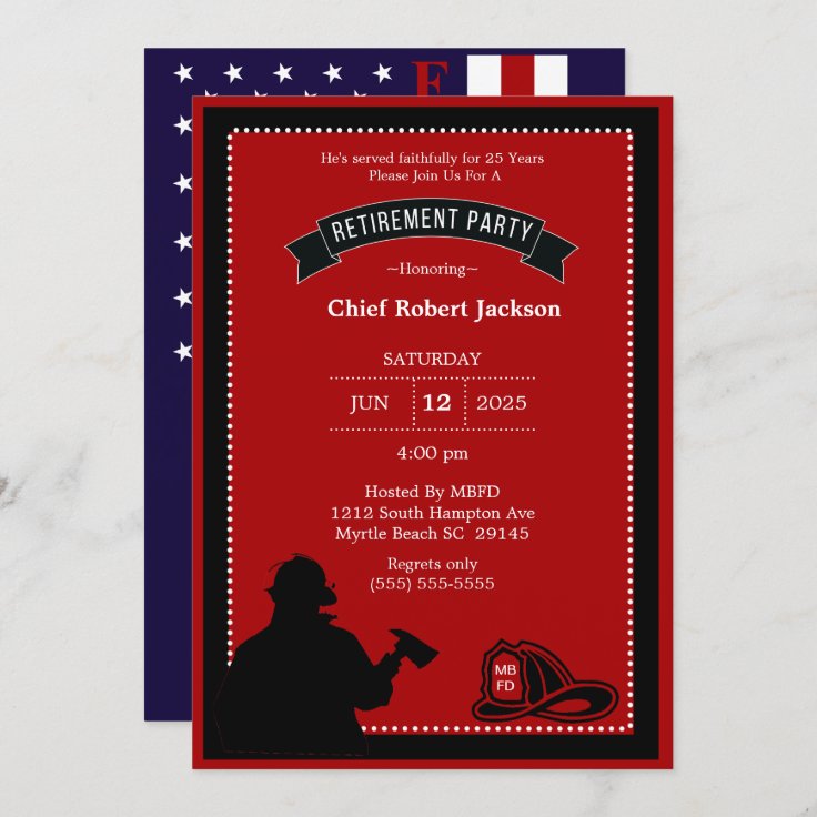 Firefighter Retirement Party Invitation | Zazzle