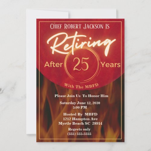 Firefighter Retirement Party Invitation