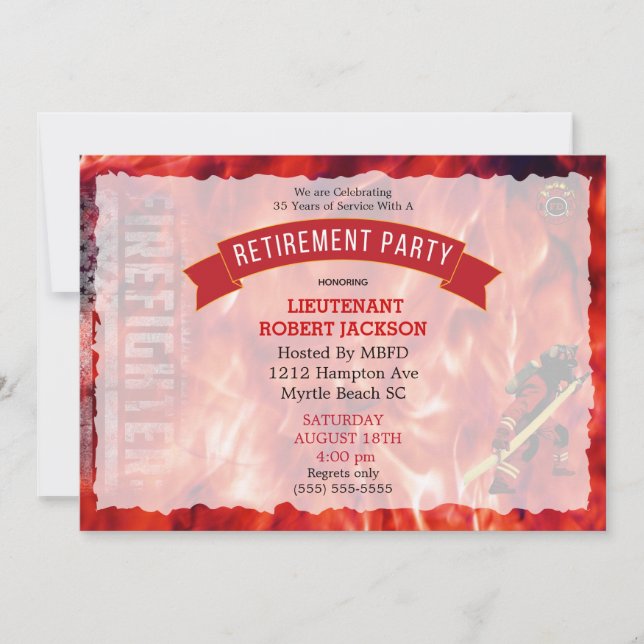 Firefighter Retirement Party Invitation (Front)