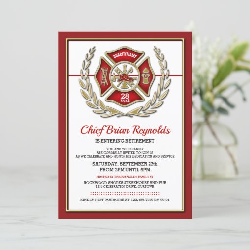 Firefighter Retirement Party Invitation | Zazzle