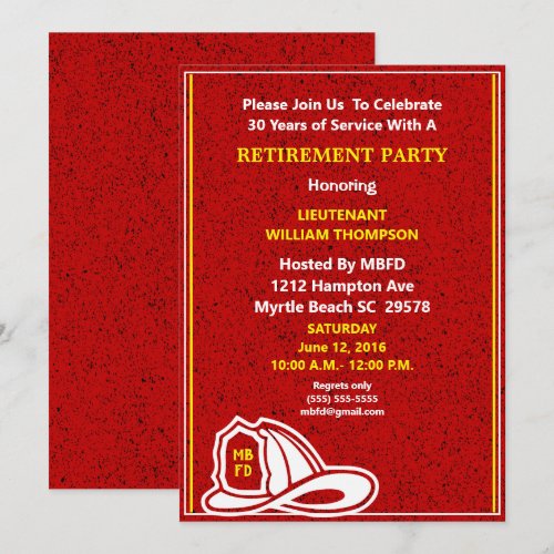 Firefighter Retirement Party Invitation