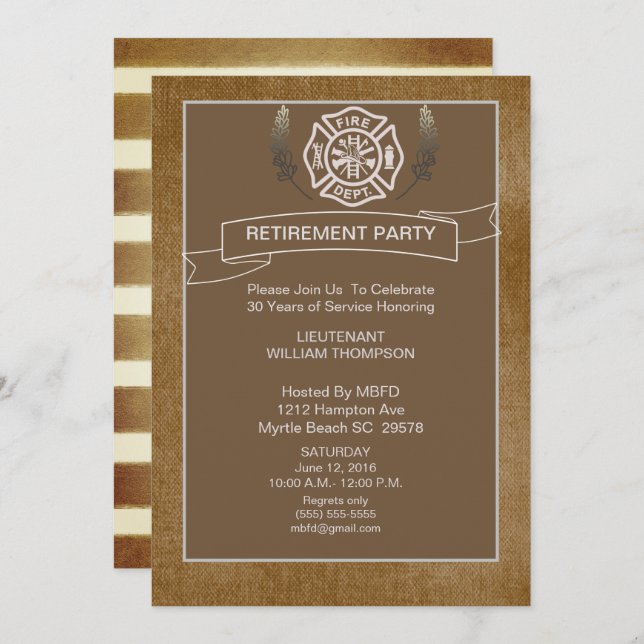 Firefighter Retirement Party Invitation (Front/Back)
