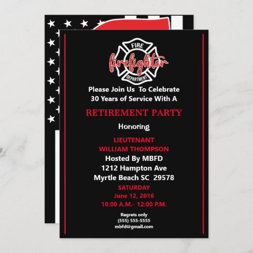 Firefighter Retirement Party Invitation