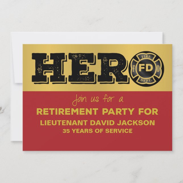 Firefighter Retirement Party Invitation Customize (Front)