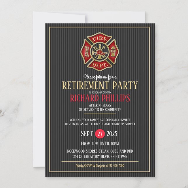 Firefighter Retirement Party Invitations (Front)