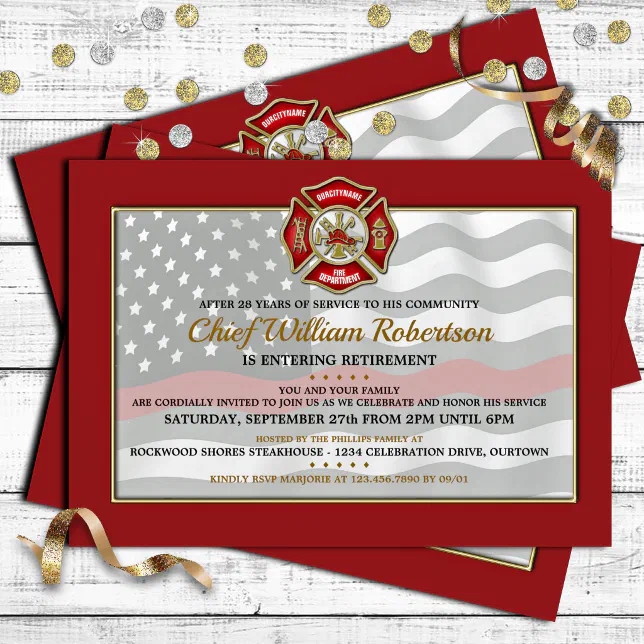 Firefighter Retirement Party Invitations 