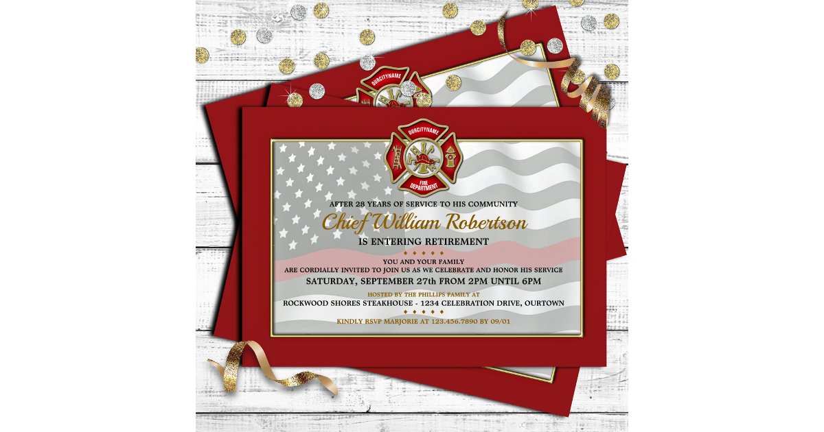 Firefighter Retirement Party Invitations | Zazzle