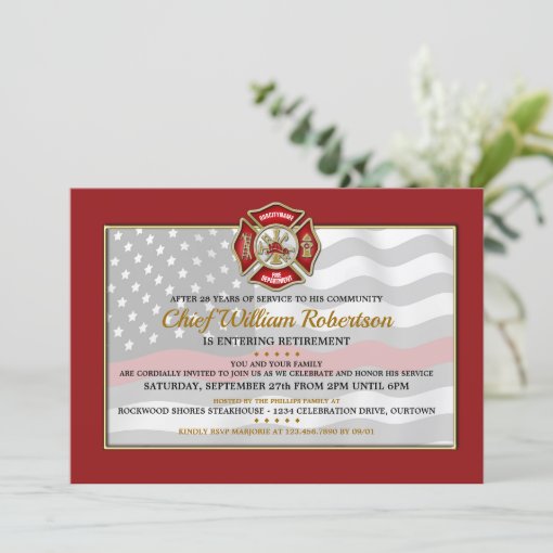 Firefighter Retirement Party Invitations | Zazzle