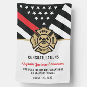 Firefighter Retirement Party Red Line Flag Fireman