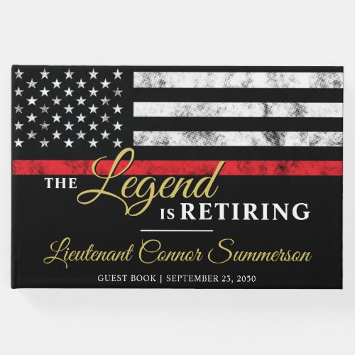 Firefighter Retirement Party Red Line Flag Fireman Guest Book