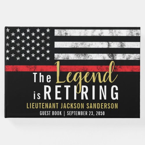 Firefighter Retirement Party Red Line Flag Fireman Guest Book