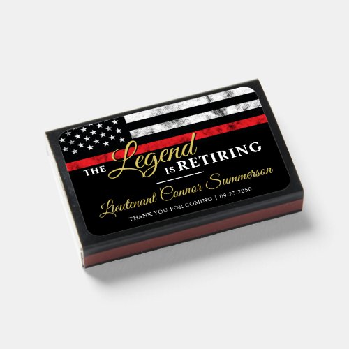 Firefighter Retirement Party Red Line Flag Fireman Matchboxes