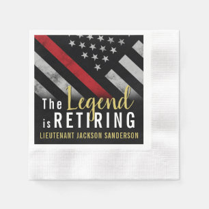 Firefighter Retirement Party Red Line Flag Fireman Napkins