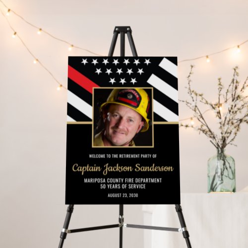 Firefighter Retirement Party Red Line Flag Photo Foam Board