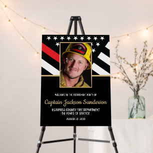 Firefighter Retirement Party Red Line Flag Photo Foam Board