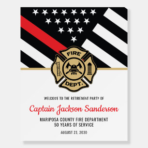 Firefighter Retirement Party Red Line Flag Welcome Foam Board
