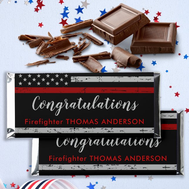 Firefighter Retirement Party Red Line Personalized Hershey Bar Favors (Creator Uploaded)
