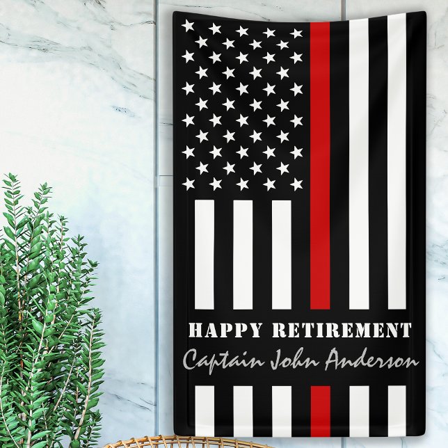 Firefighter Retirement Party Thin Red Line Banner (Creator Uploaded)